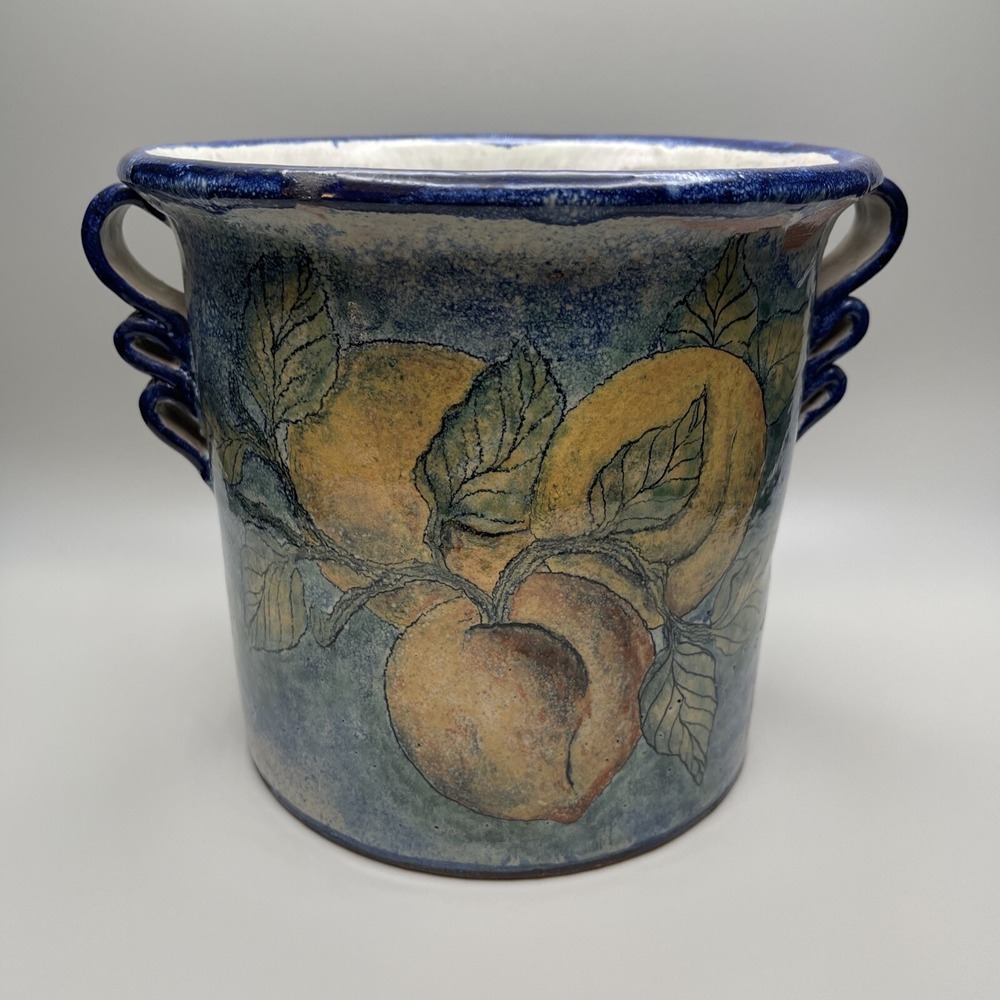 Capelo Guanajuato Mexico Studio Art Pottery Vessel Wine Chiller Hand Painted